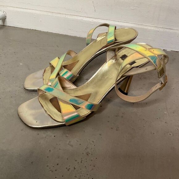 Stuart Weiztman Iridescent Strappy Heels - Picture 1 of 6